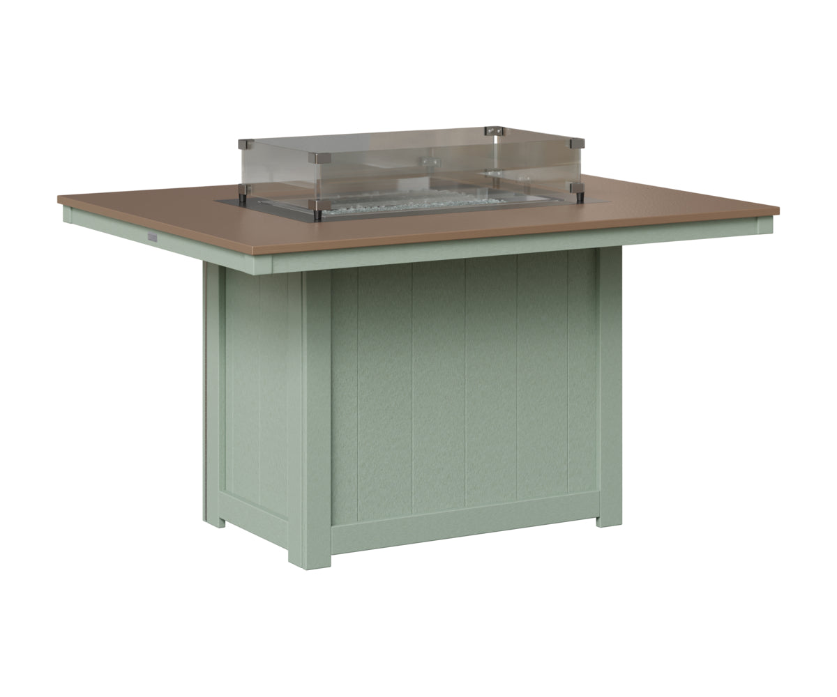 Berlin Gardens Donoma 42" x 54" Rectangular Fire Table Dining in Sea Foam, Hammered Bronze top