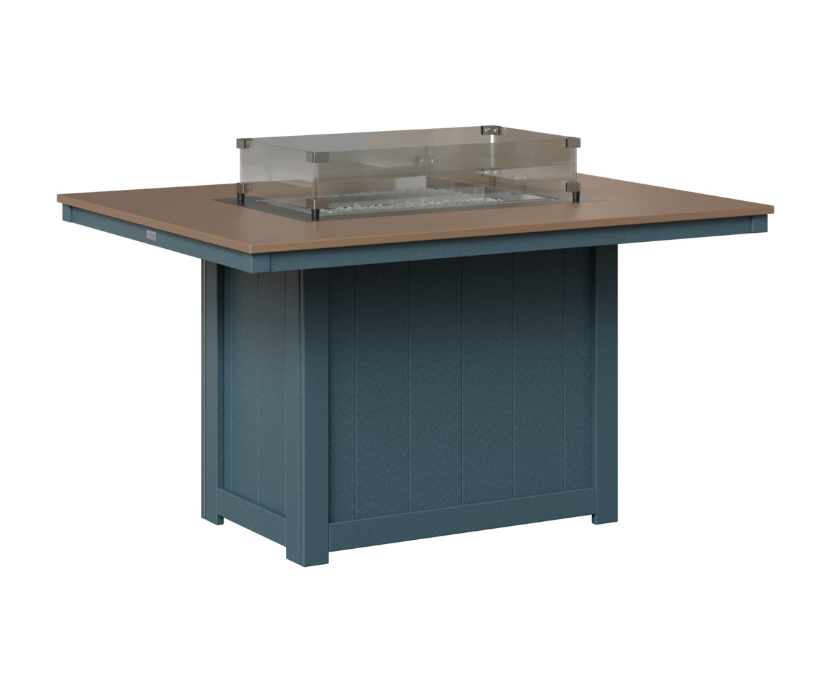 Berlin Gardens Donoma 42" x 54" Rectangular Fire Table Dining in Slate, Hammered Bronze top