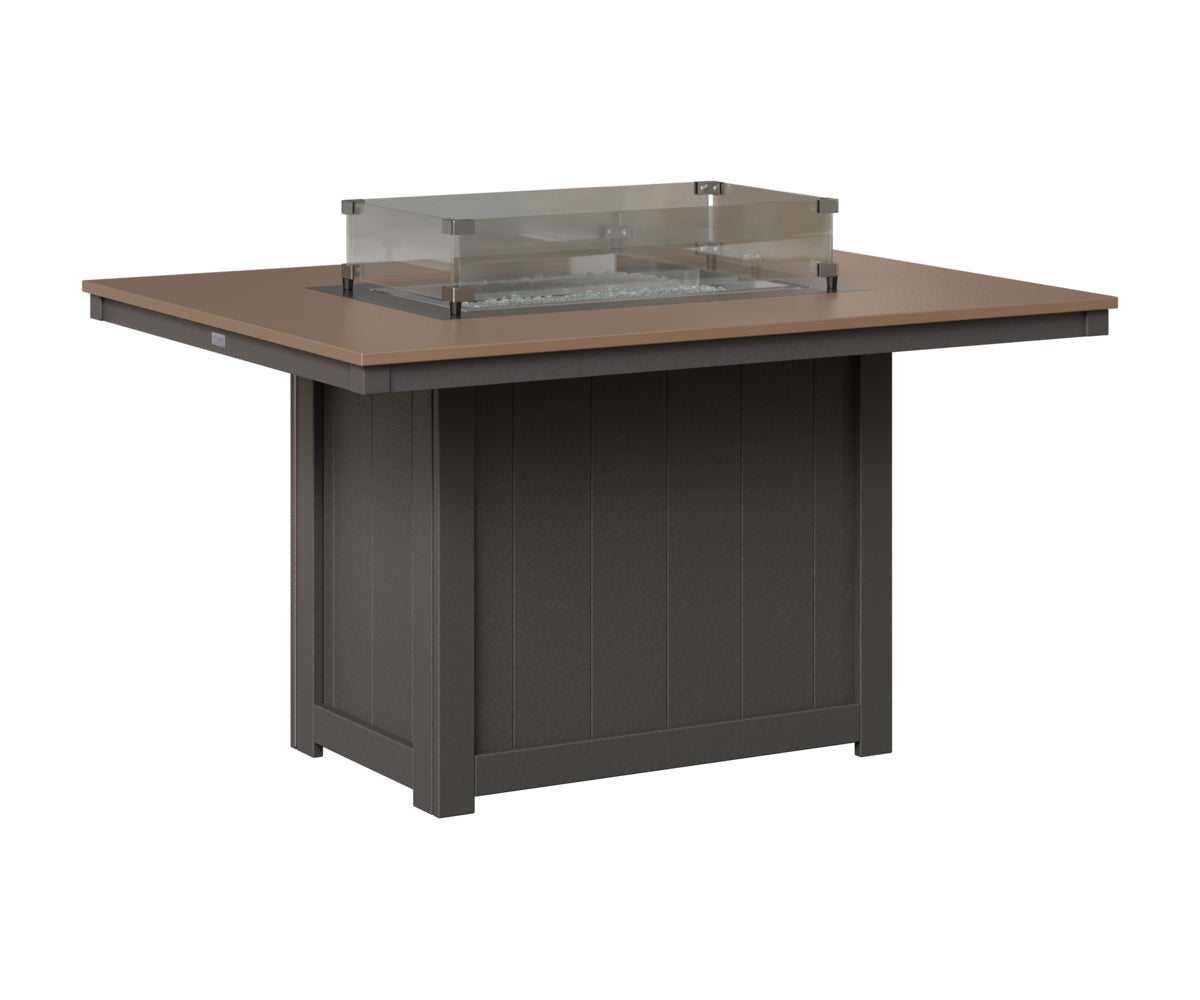 Berlin Gardens Donoma 42" x 54" Rectangular Fire Table Dining in Smoke Gray, Hammered Bronze top