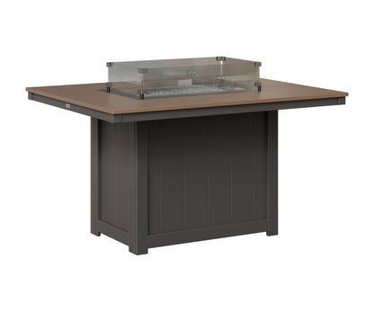 Berlin Gardens Donoma 42" x 54" Rectangular Fire Table Dining in Smoke Gray, Hammered Bronze top