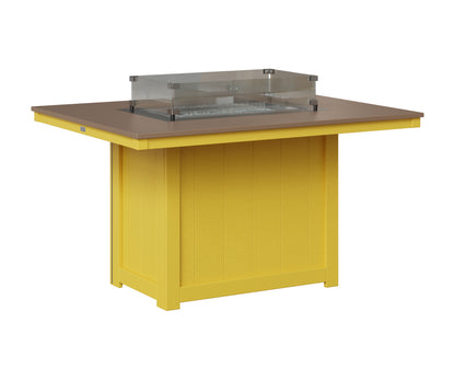 Berlin Gardens Donoma 42" x 54" Rectangular Fire Table Dining in Sunburst Yellow, Hammered Bronze top