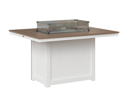Berlin Gardens Donoma 42" x 54" Rectangular Fire Table Dining in White, Hammered Bronze top