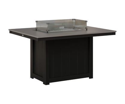 Berlin Gardens Donoma 42" x 54" Rectangular Fire Table Dining in Black, Hammered Stainless top