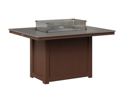 Berlin Gardens Donoma 42" x 54" Rectangular Fire Table Dining in Chocolate Brown, Hammered Stainless top