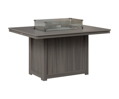 Berlin Gardens Donoma 42" x 54" Rectangular Fire Table Dining in Coastal Gray, Hammered Stainless top