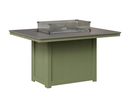 Berlin Gardens Donoma 42" x 54" Rectangular Fire Table Dining in Sage, Hammered Stainless top