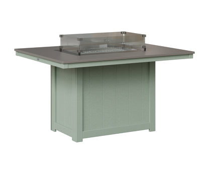 Berlin Gardens Donoma 42" x 54" Rectangular Fire Table Dining in Sea Foam, Hammered Stainless top