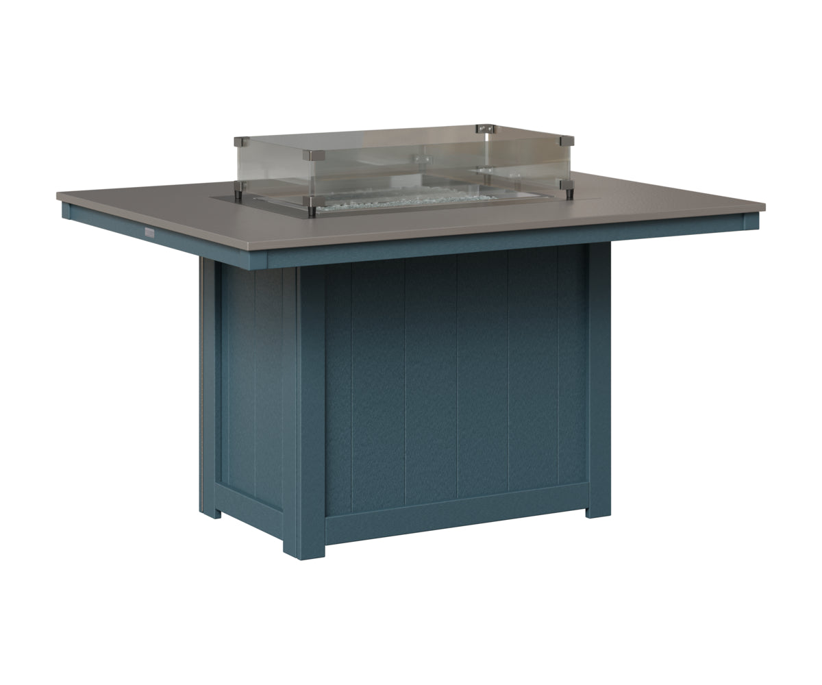 Berlin Gardens Donoma 42" x 54" Rectangular Fire Table Dining in Slate, Hammered Stainless top
