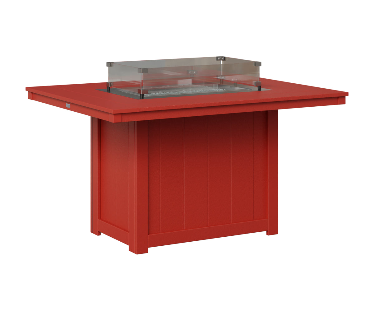 Berlin Gardens Donoma 42" x 54" Rectangular Fire Table Dining in Scarlet Red