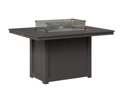 Berlin Gardens Donoma 42" x 54" Rectangular Fire Table Dining in Smoke Gray