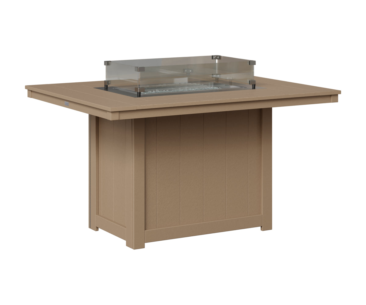 Berlin Gardens Donoma 42" x 54" Rectangular Fire Table Dining in Weatherwood