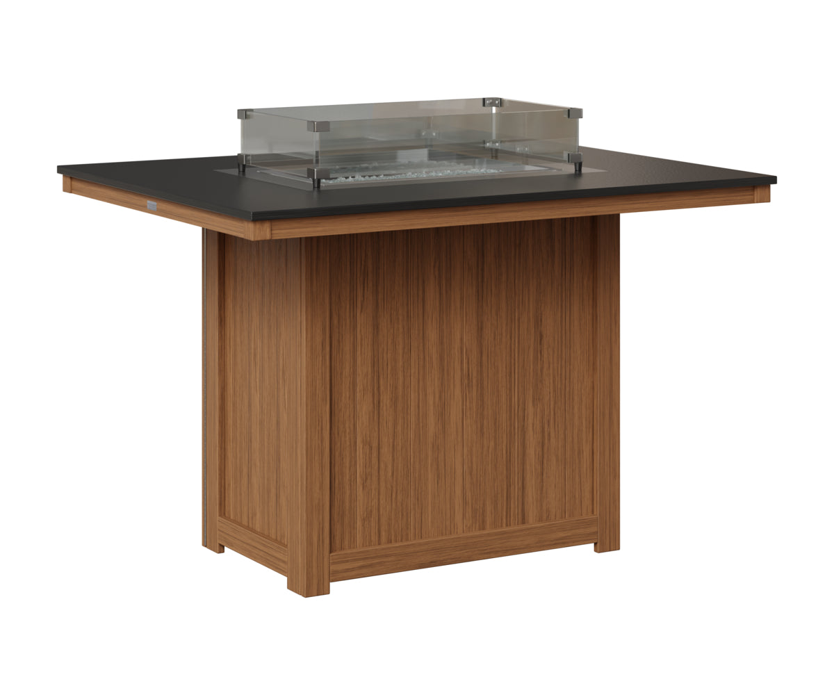 Berlin Gardens Donoma 42" x 54" Rectangular Fire Table Counter in Antique Mahogany, Hammered Black top