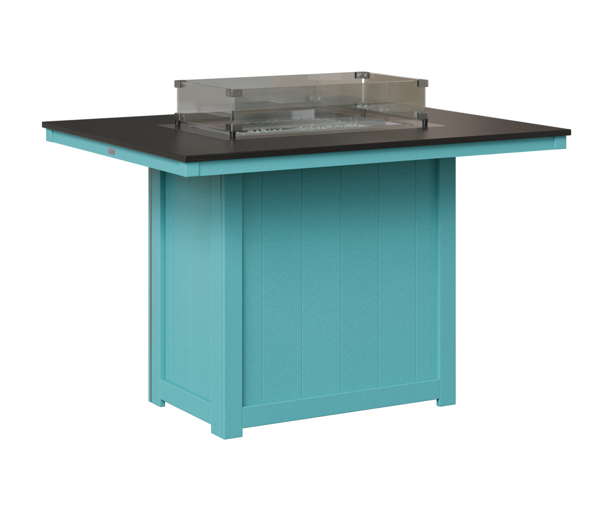 Berlin Gardens Donoma 42" x 54" Rectangular Fire Table Counter in Aruba Blue, Hammered Black top
