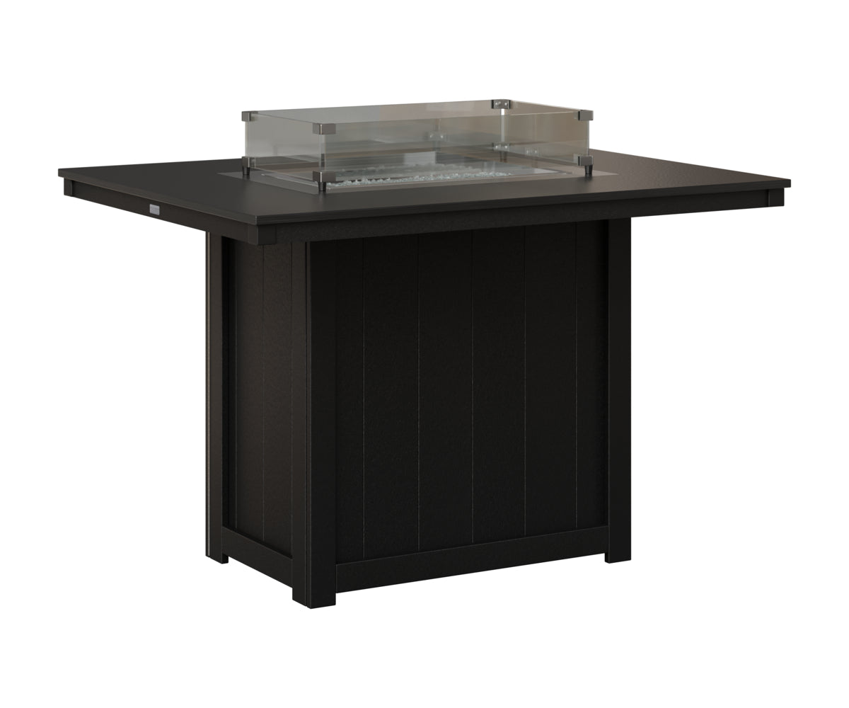 Berlin Gardens Donoma 42" x 54" Rectangular Fire Table Counter in Black, Hammered Black top