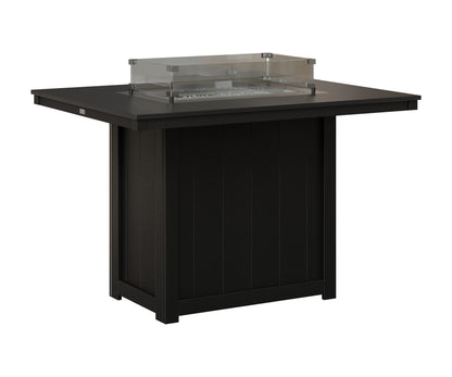 Berlin Gardens Donoma 42" x 54" Rectangular Fire Table Counter in Black, Hammered Black top