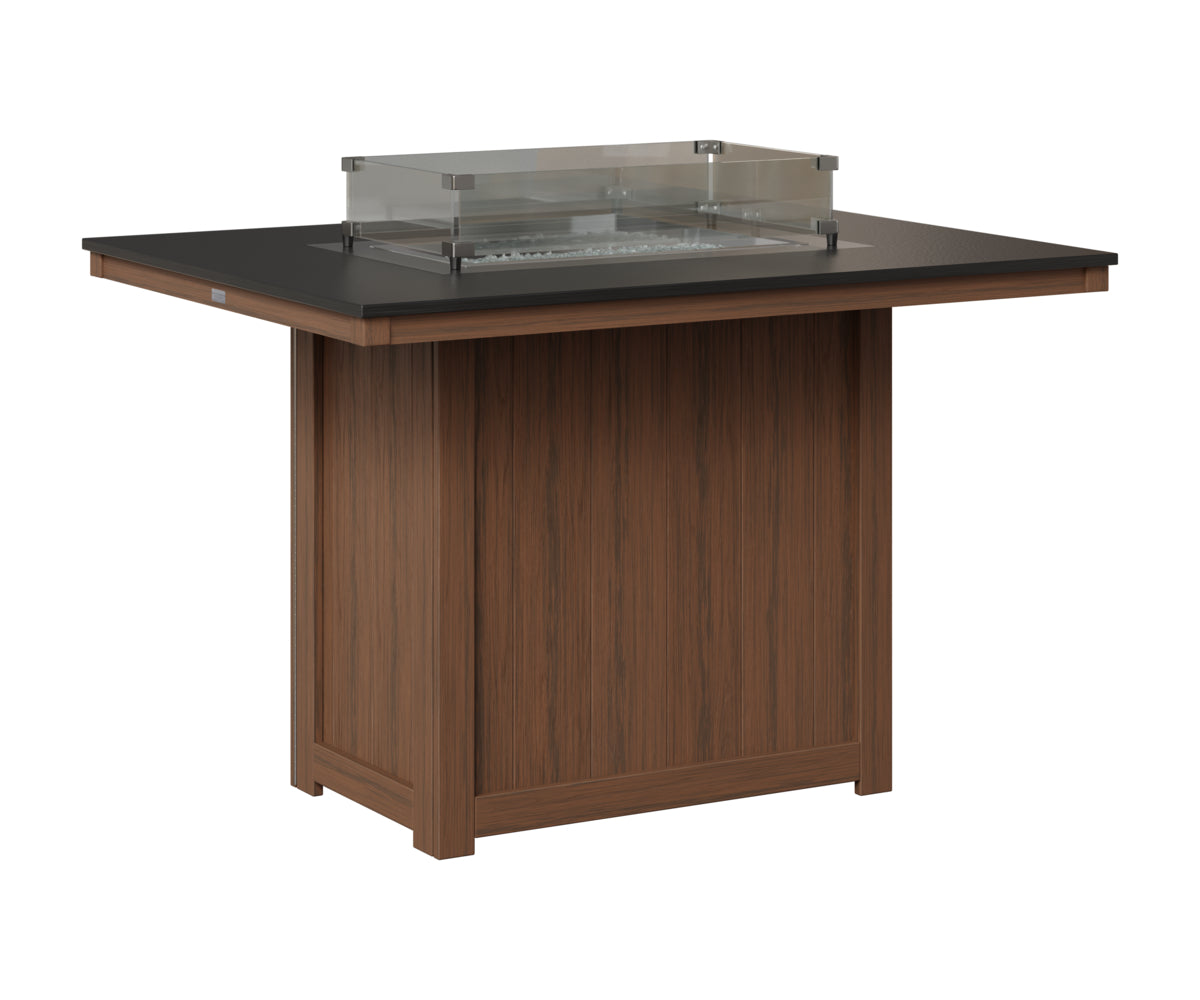 Berlin Gardens Donoma 42" x 54" Rectangular Fire Table Counter in Brazilian Walnut, Hammered Black top