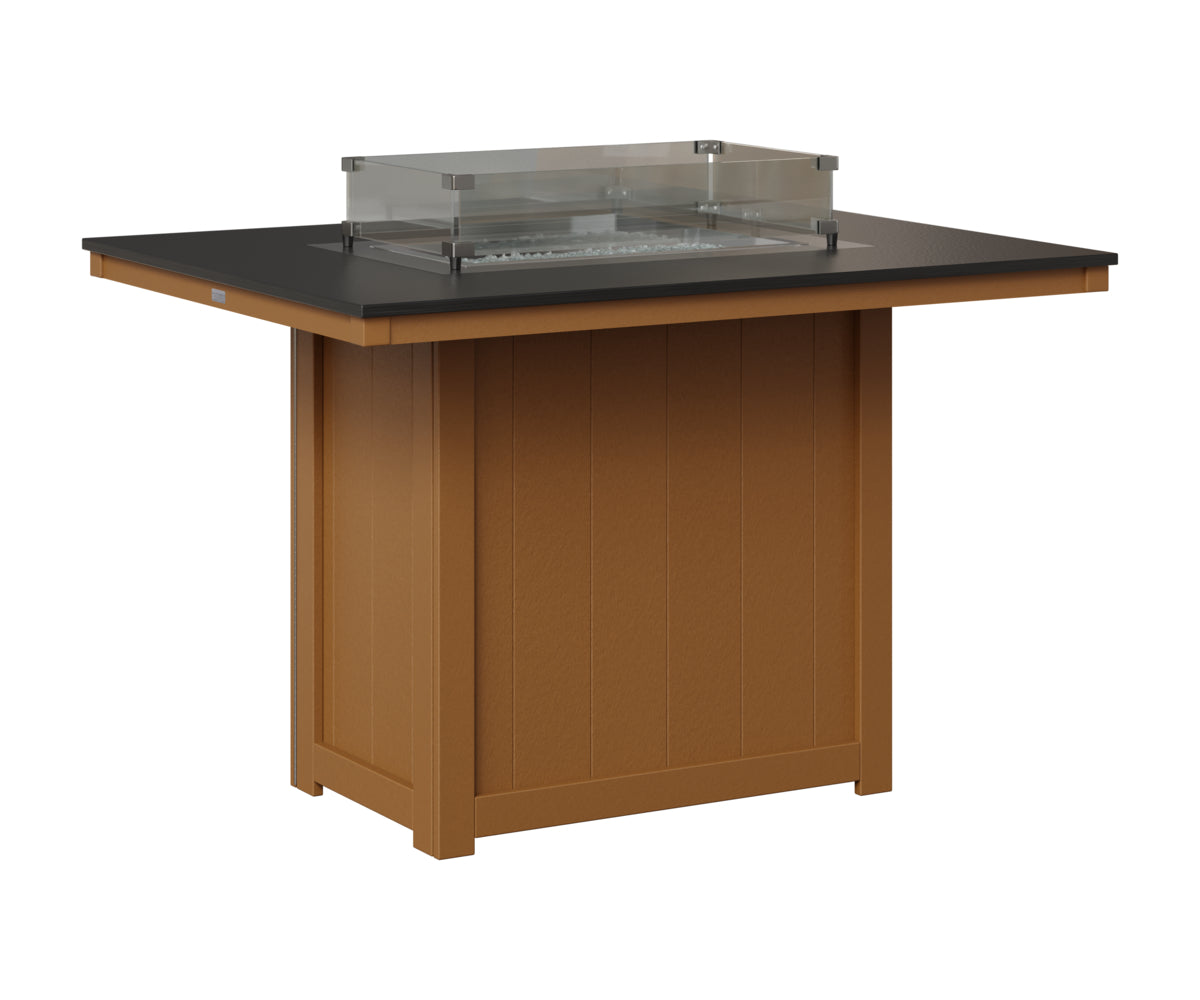 Berlin Gardens Donoma 42" x 54" Rectangular Fire Table Counter in Cedar, Hammered Black top