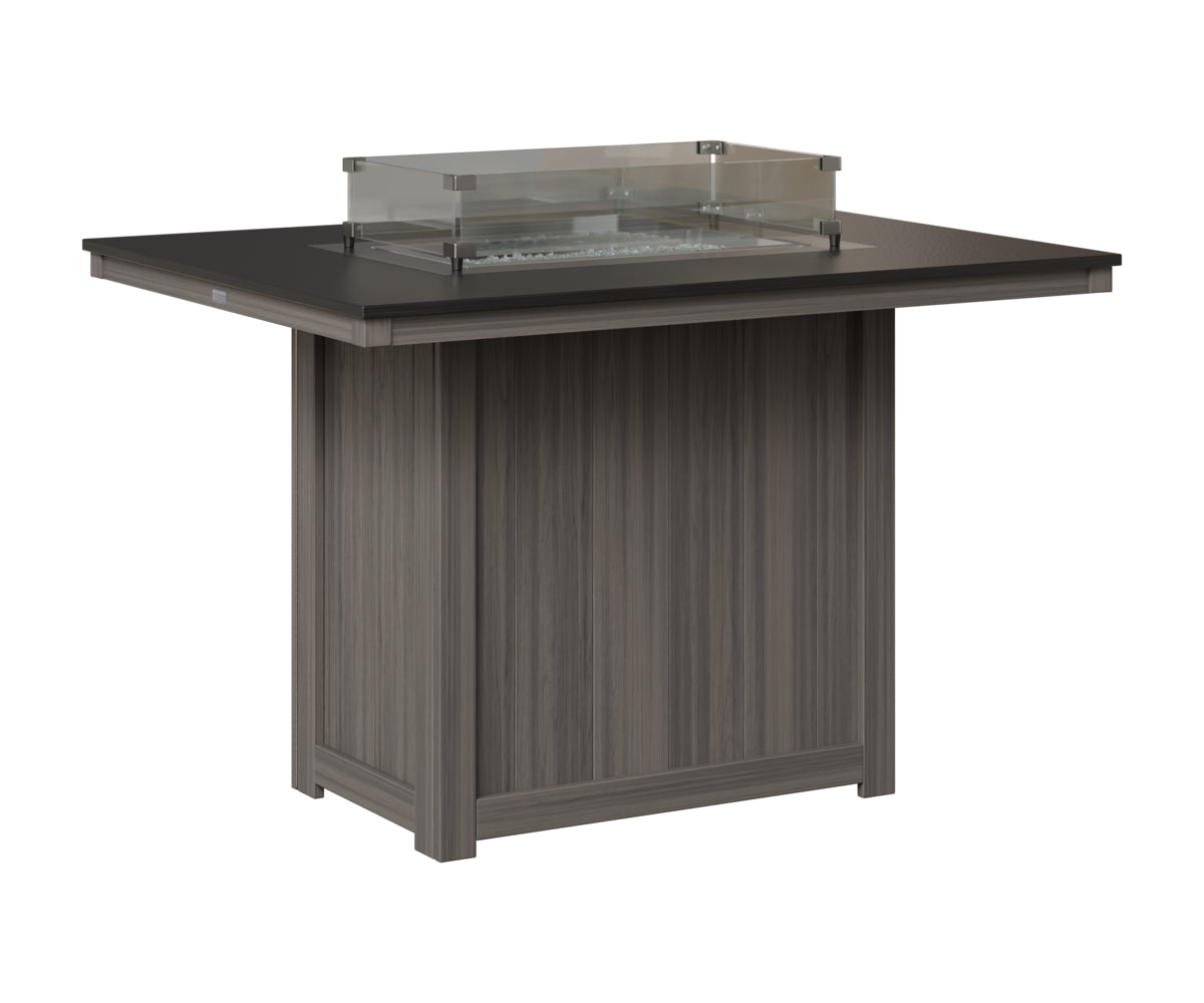 Berlin Gardens Donoma 42" x 54" Rectangular Fire Table Counter in Coastal Gray, Hammered Black top