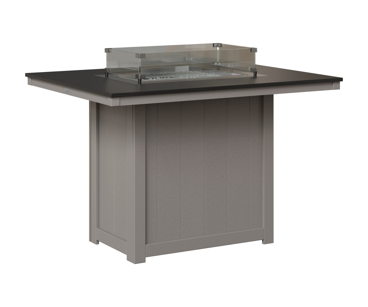 Berlin Gardens Donoma 42" x 54" Rectangular Fire Table Counter in Light Gray, Hammered Black top