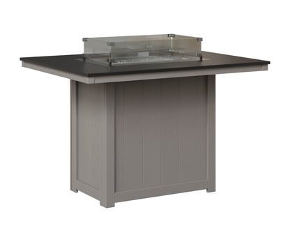 Berlin Gardens Donoma 42" x 54" Rectangular Fire Table Counter in Light Gray, Hammered Black top