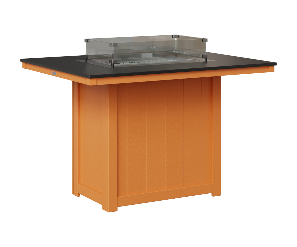Berlin Gardens Donoma 42" x 54" Rectangular Fire Table Counter in Mango Orange, Hammered Black top