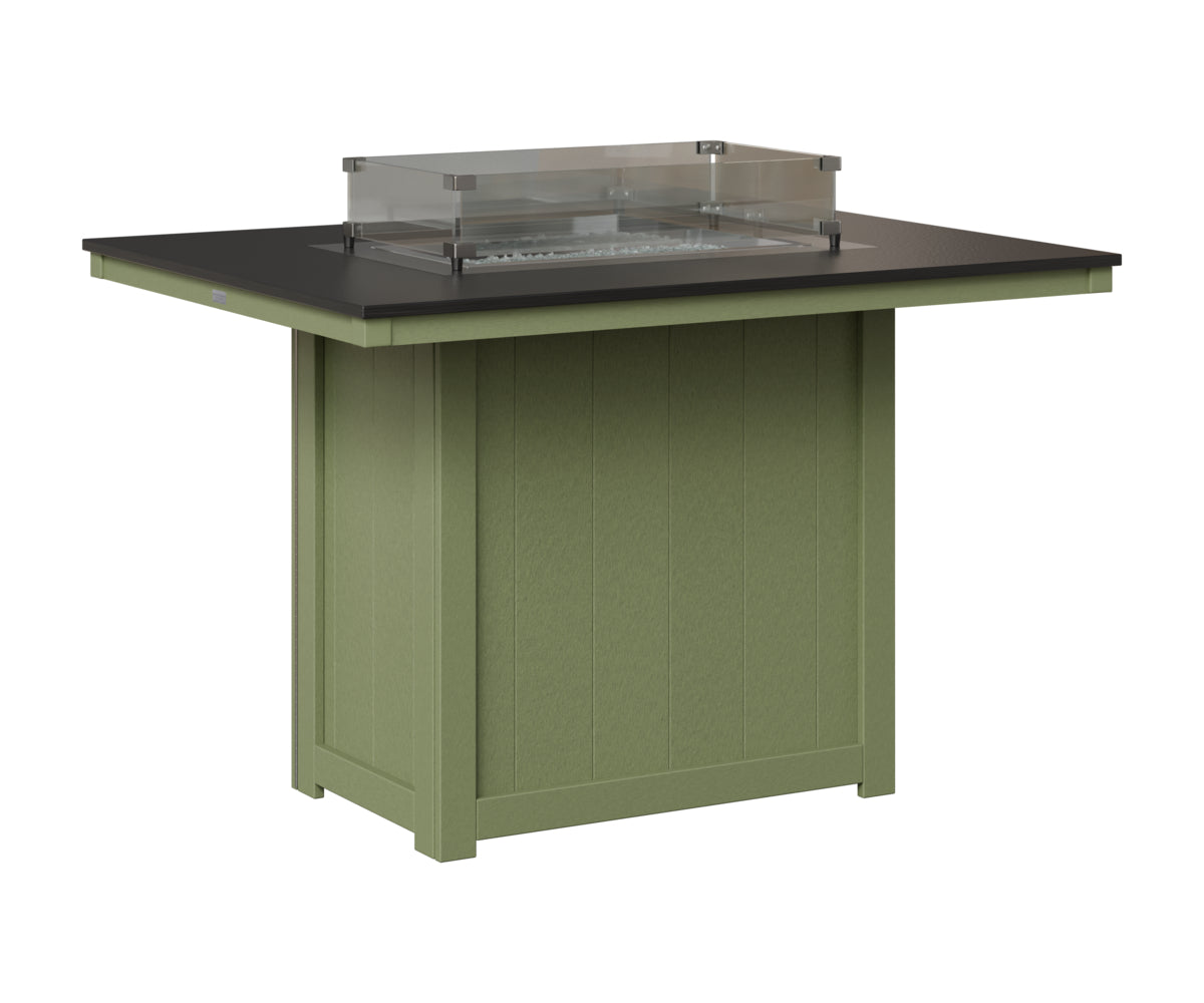 Berlin Gardens Donoma 42" x 54" Rectangular Fire Table Counter in Sage, Hammered Black top