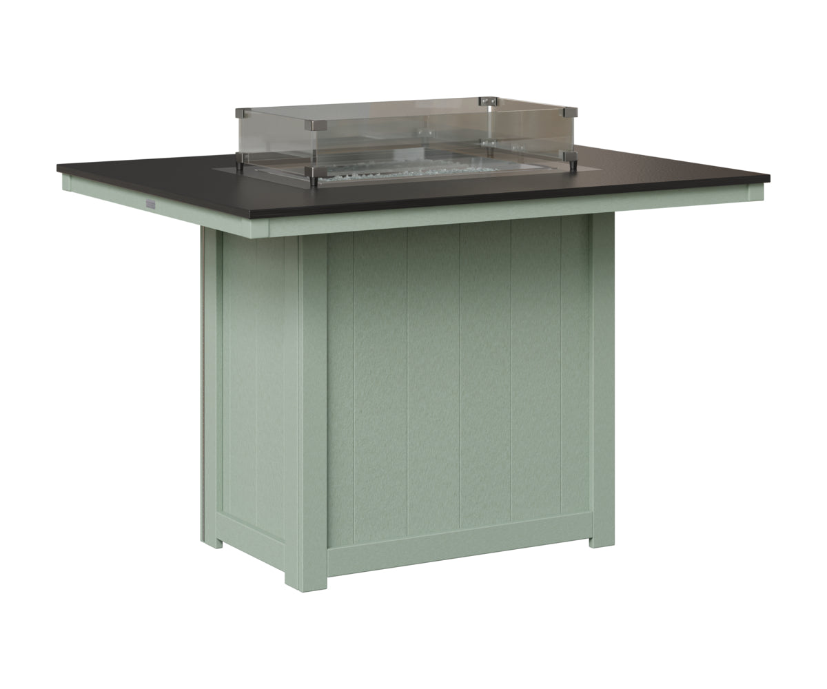 Berlin Gardens Donoma 42" x 54" Rectangular Fire Table Counter in Sea Foam, Hammered Black top