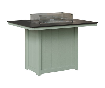 Berlin Gardens Donoma 42" x 54" Rectangular Fire Table Counter in Sea Foam, Hammered Black top