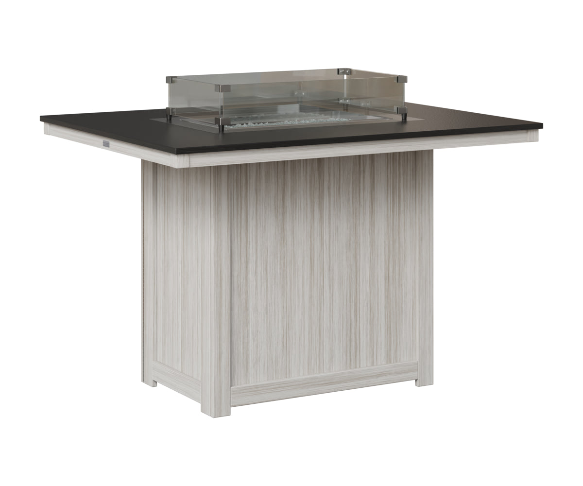 Berlin Gardens Donoma 42" x 54" Rectangular Fire Table Counter in Seashell, Hammered Black top