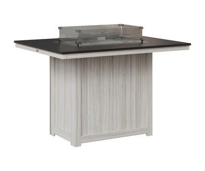 Berlin Gardens Donoma 42" x 54" Rectangular Fire Table Counter in Seashell, Hammered Black top