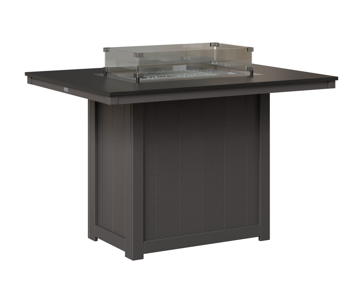 Berlin Gardens Donoma 42" x 54" Rectangular Fire Table Counter in Smoke Gray, Hammered Black top