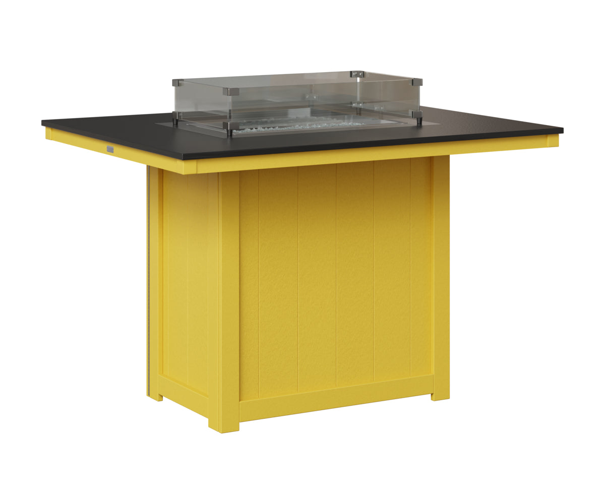 Berlin Gardens Donoma 42" x 54" Rectangular Fire Table Counter in Sunburst Yellow, Hammered Black top