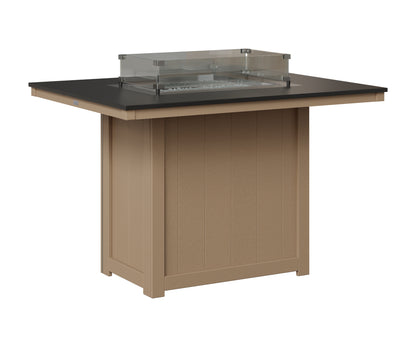 Berlin Gardens Donoma 42" x 54" Rectangular Fire Table Counter in Weatherwood, Hammered Black top