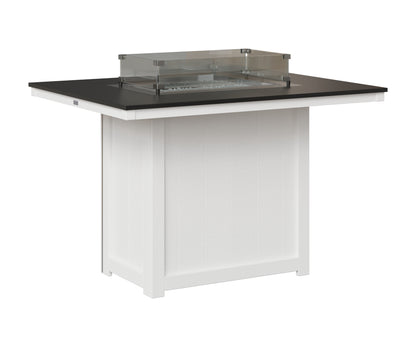 Berlin Gardens Donoma 42" x 54" Rectangular Fire Table Counter in White, Hammered Black top
