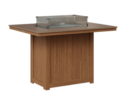 Berlin Gardens Donoma 42" x 54" Rectangular Fire Table Counter in Antique Mahogany, Hammered Bronze top