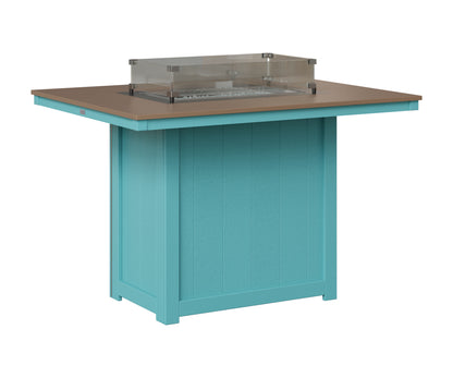 Berlin Gardens Donoma 42" x 54" Rectangular Fire Table Counter in Aruba Blue, Hammered Bronze top