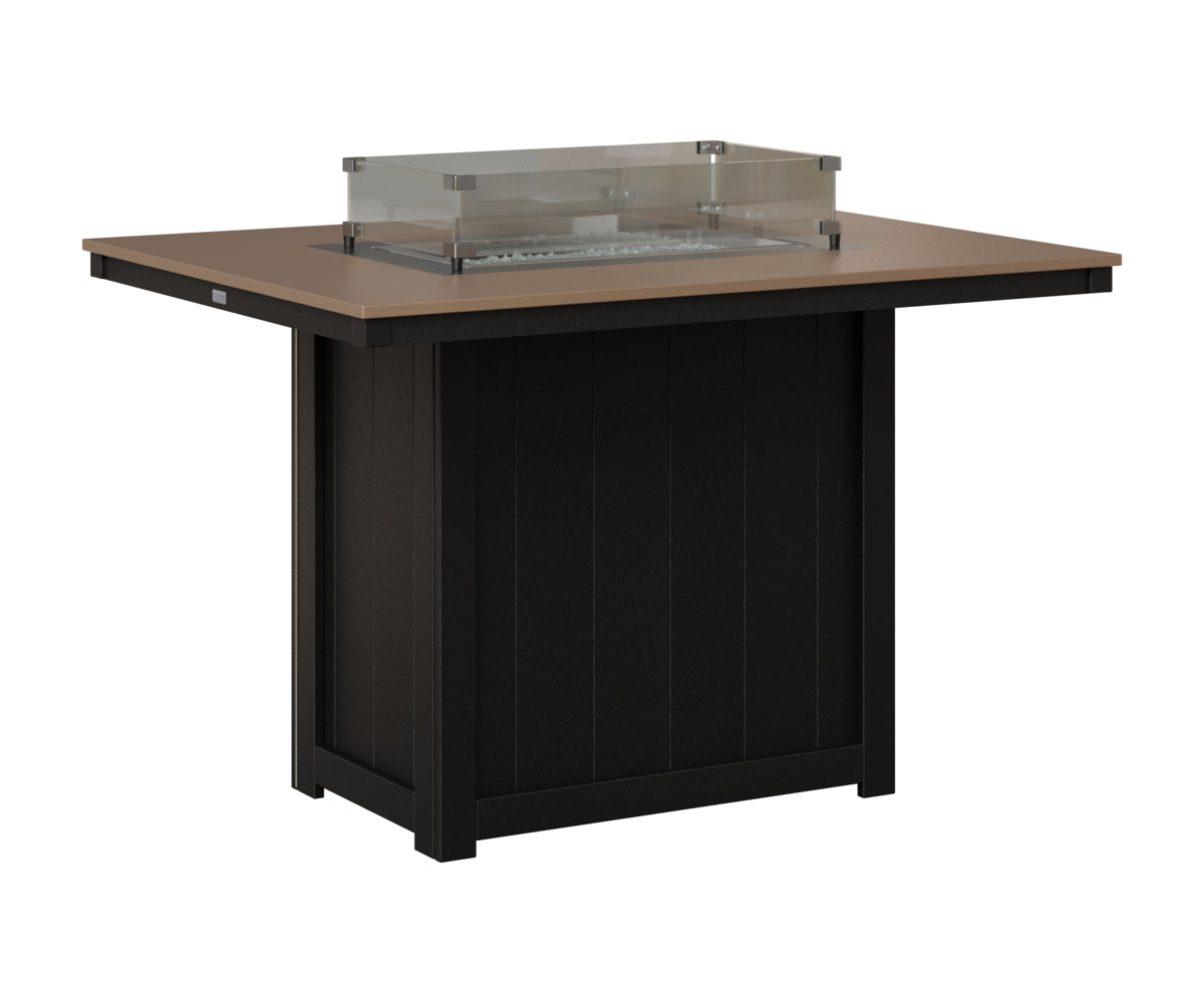 Berlin Gardens Donoma 42" x 54" Rectangular Fire Table Counter in Black, Hammered Bronze top