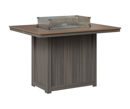 Berlin Gardens Donoma 42" x 54" Rectangular Fire Table Counter in Coastal Gray, Hammered Bronze top