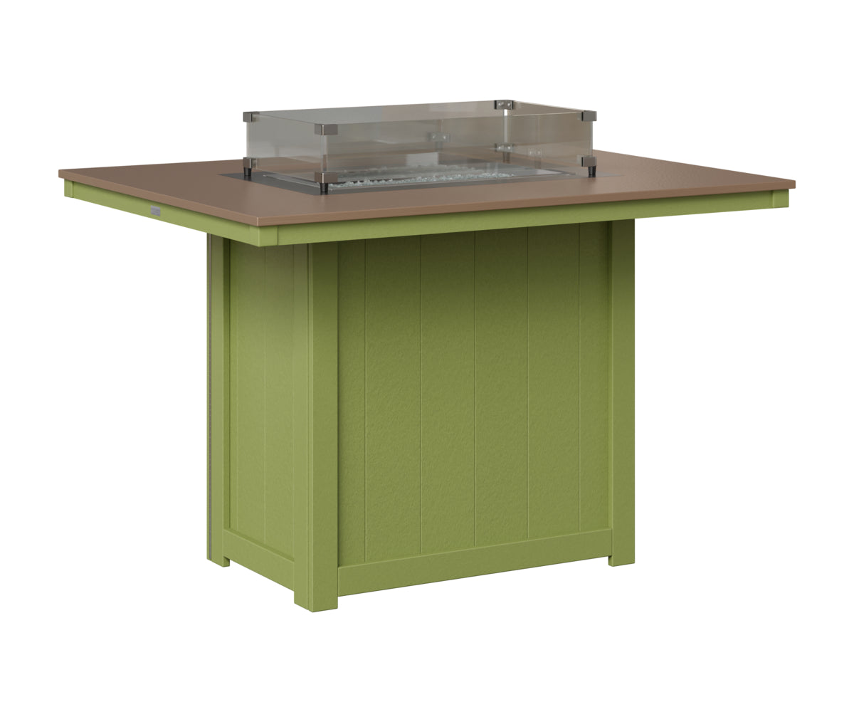 Berlin Gardens Donoma 42" x 54" Rectangular Fire Table Counter in Kiwi Green, Hammered Bronze top