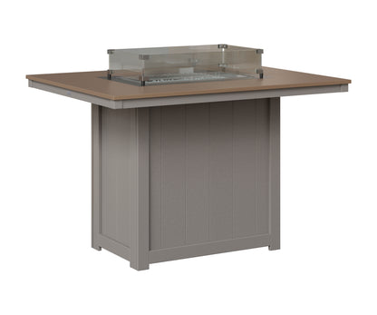Berlin Gardens Donoma 42" x 54" Rectangular Fire Table Counter in Light Gray, Hammered Bronze top