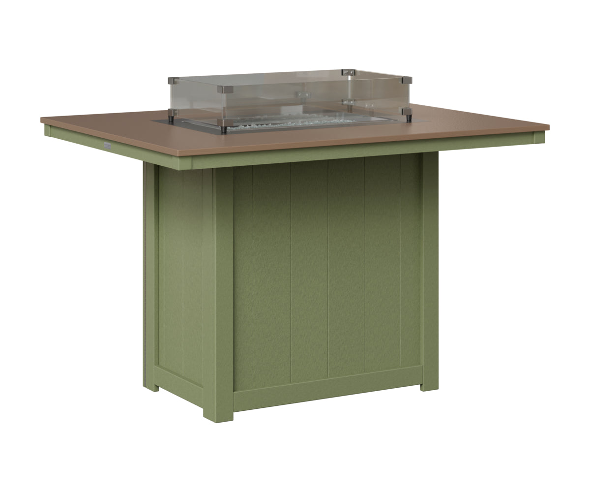 Berlin Gardens Donoma 42" x 54" Rectangular Fire Table Counter in Sage, Hammered Bronze top