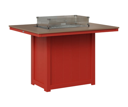 Berlin Gardens Donoma 42" x 54" Rectangular Fire Table Counter in Scarlet Red, Hammered Bronze top