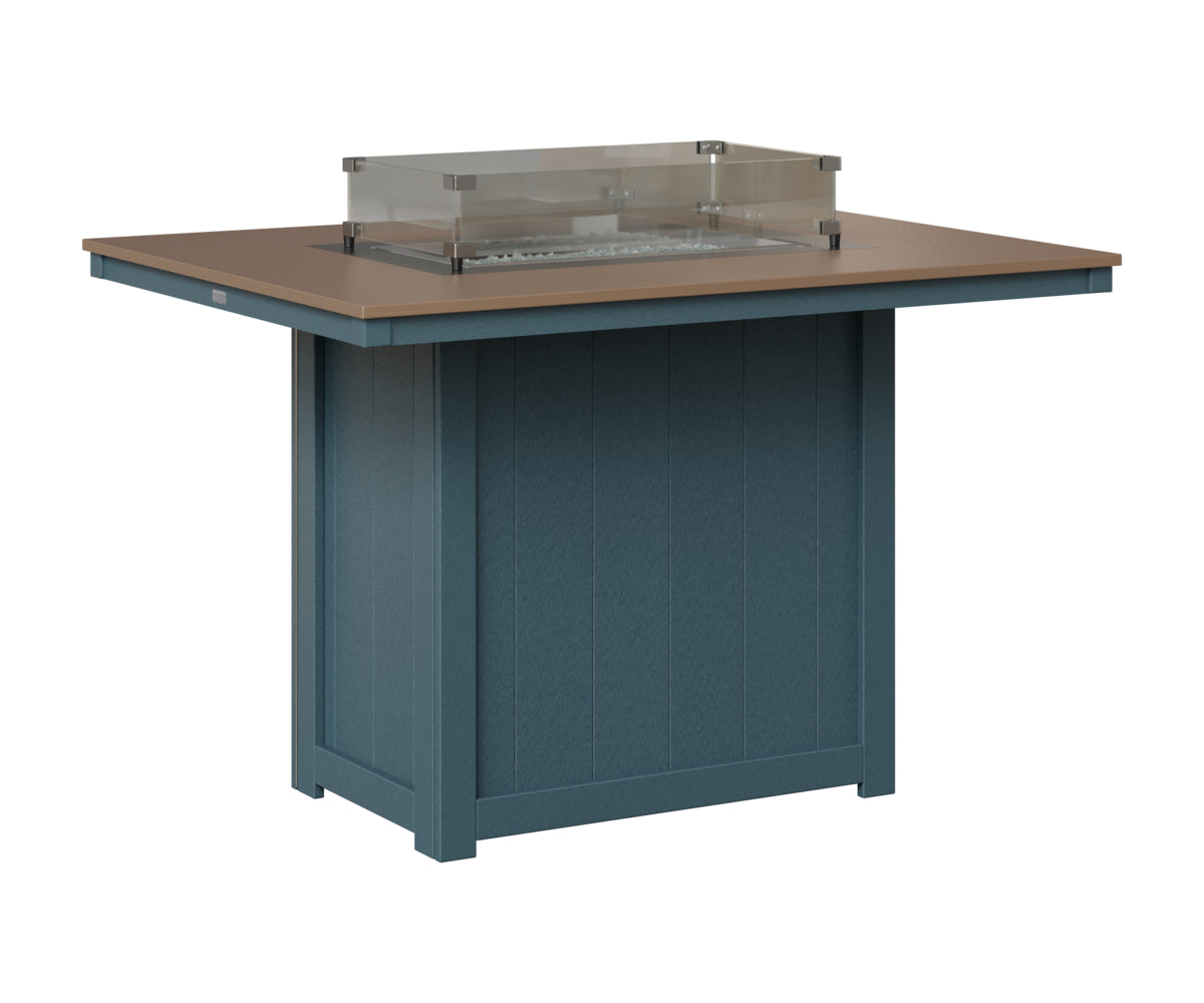 Berlin Gardens Donoma 42" x 54" Rectangular Fire Table Counter in Slate, Hammered Bronze top