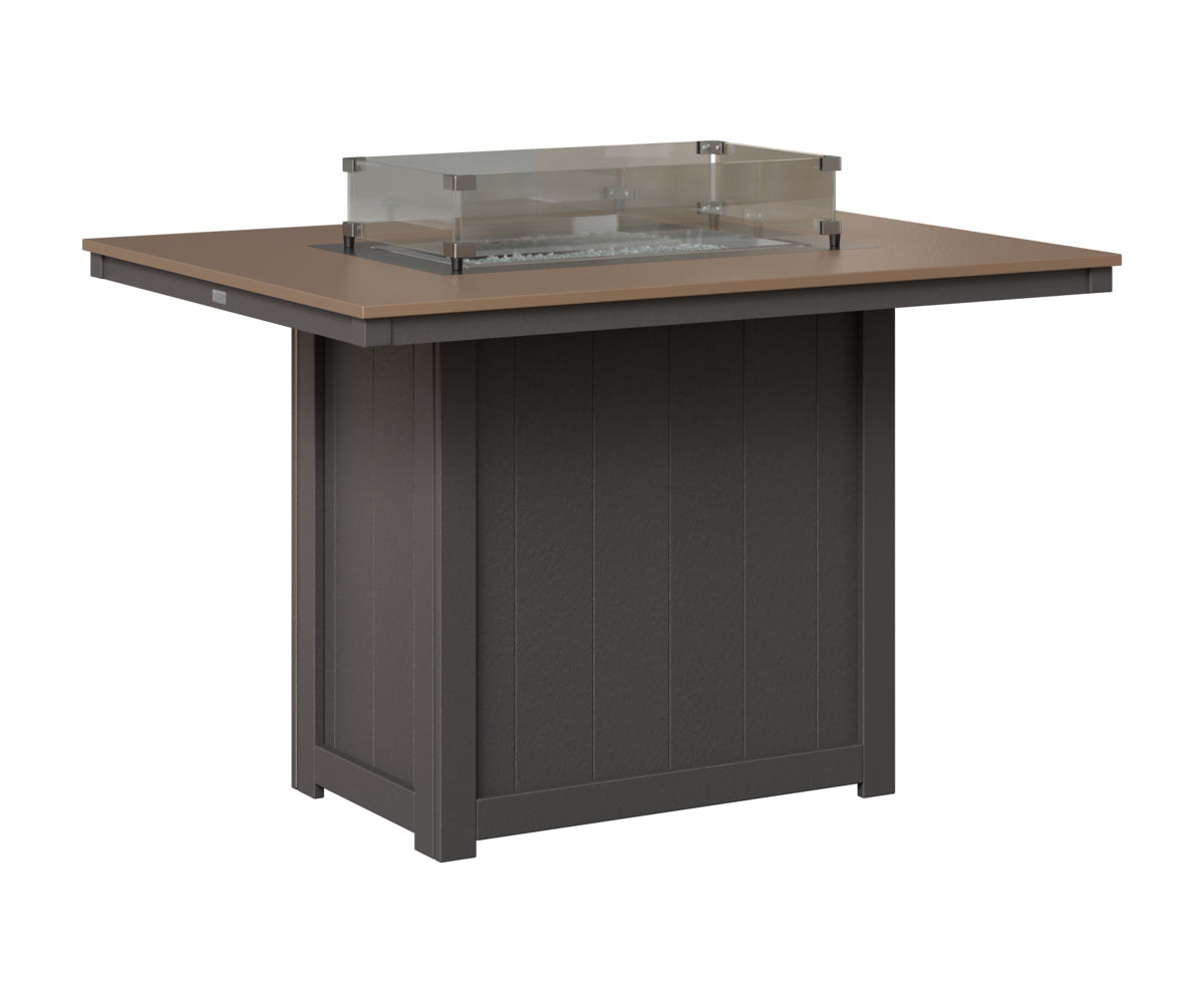 Berlin Gardens Donoma 42" x 54" Rectangular Fire Table Counter in Smoke Gray, Hammered Bronze top