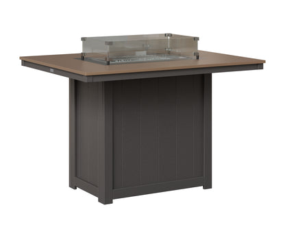 Berlin Gardens Donoma 42" x 54" Rectangular Fire Table Counter in Smoke Gray, Hammered Bronze top