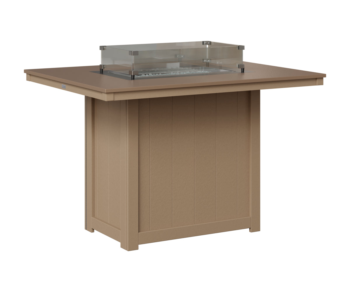 Berlin Gardens Donoma 42" x 54" Rectangular Fire Table Counter in Weatherwood, Hammered Bronze top
