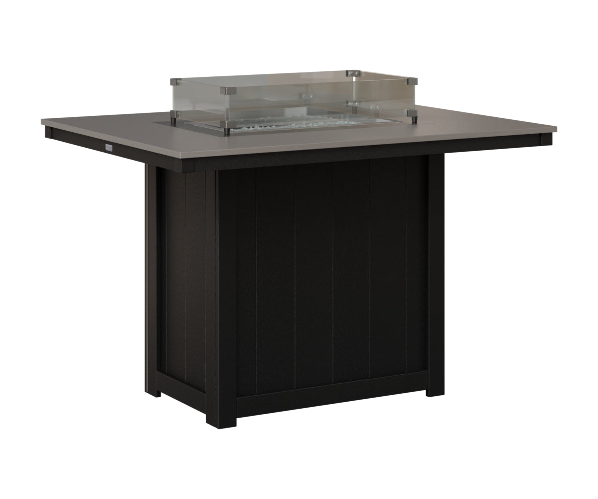 Berlin Gardens Donoma 42" x 54" Rectangular Fire Table Counter in Black, Hammered Stainless top