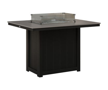 Berlin Gardens Donoma 42" x 54" Rectangular Fire Table Counter in Black, Hammered Stainless top