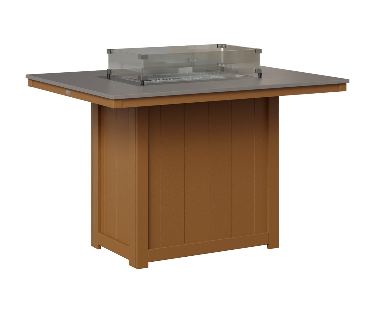 Berlin Gardens Donoma 42" x 54" Rectangular Fire Table Counter in Cedar, Hammered Stainless top