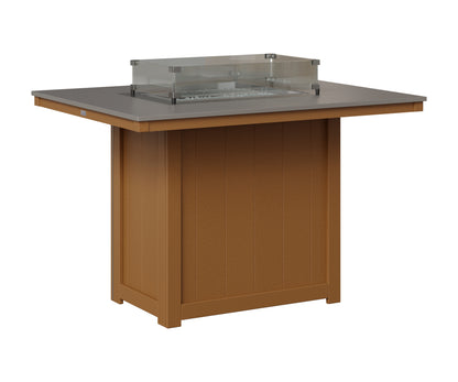 Berlin Gardens Donoma 42" x 54" Rectangular Fire Table Counter in Cedar, Hammered Stainless top